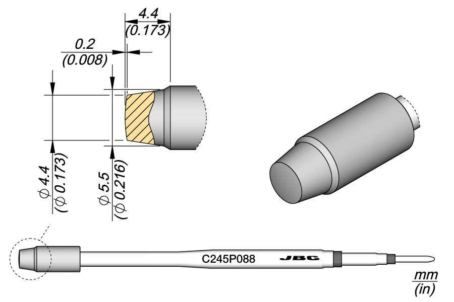 C245P088 - Heat Staking Cartridge Ø 4.4